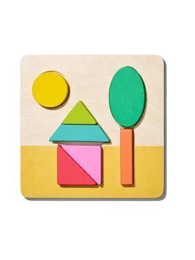 Lovevery Sunny Day Wooden Shape Puzzle Board - Colorful Geometric Pieces